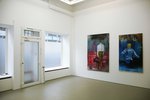 View into the gallery Å+, Berlin with paintings by  Axel Geis; photo: Jens Franke