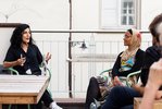 Talk between Mosthari Hilal and Hilistina Banze at MK&G; photo: Marie-Theres Böhmker
