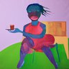 Amna Elhassan, Tea Lady, Öl auf Leinwand, 100 x 100 cm