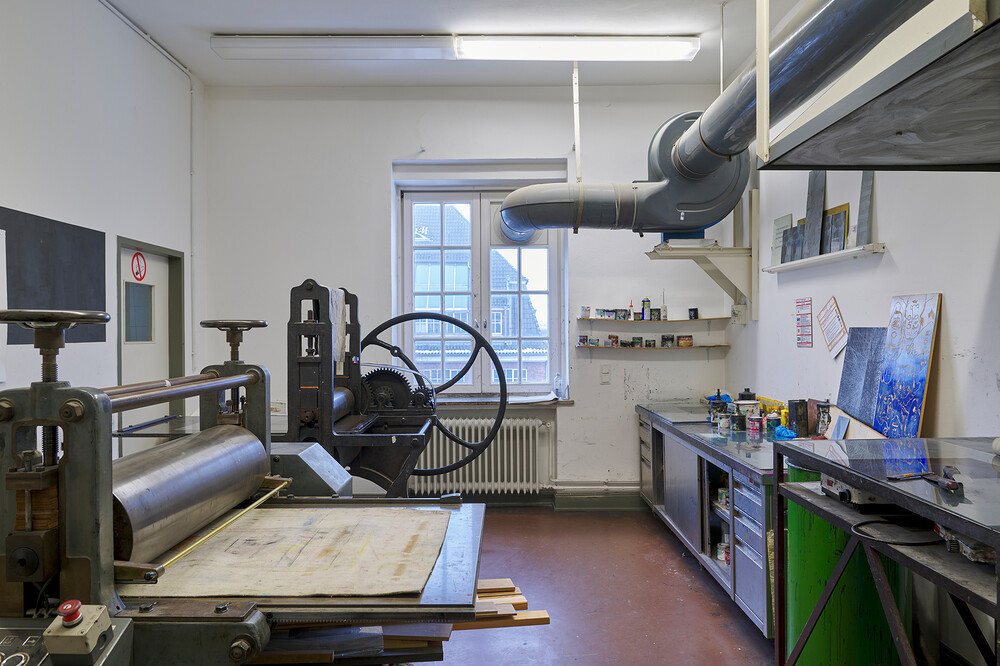 A relief printing press.